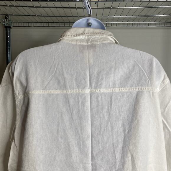 Susan Graver Women's White Linen Embroidered Button Up Shirt Size XL Boxy Boho - Picture 11 of 12